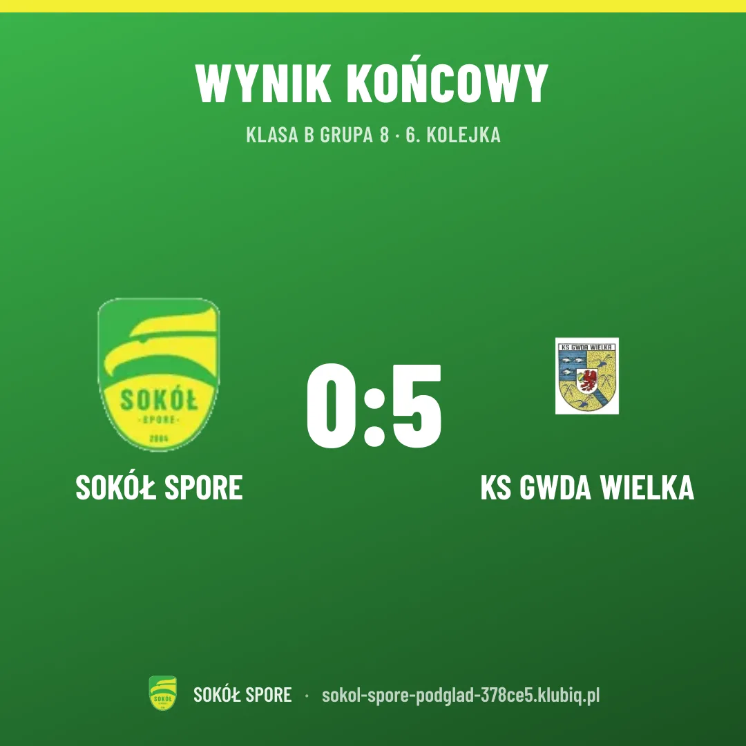 SOKÓŁ SPORE 0:5 KS GWDA WIELKA