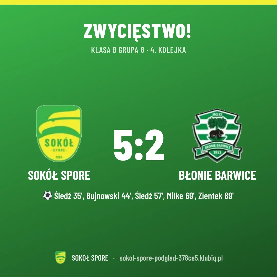 SOKÓŁ SPORE 5:2 BŁONIE Barwice